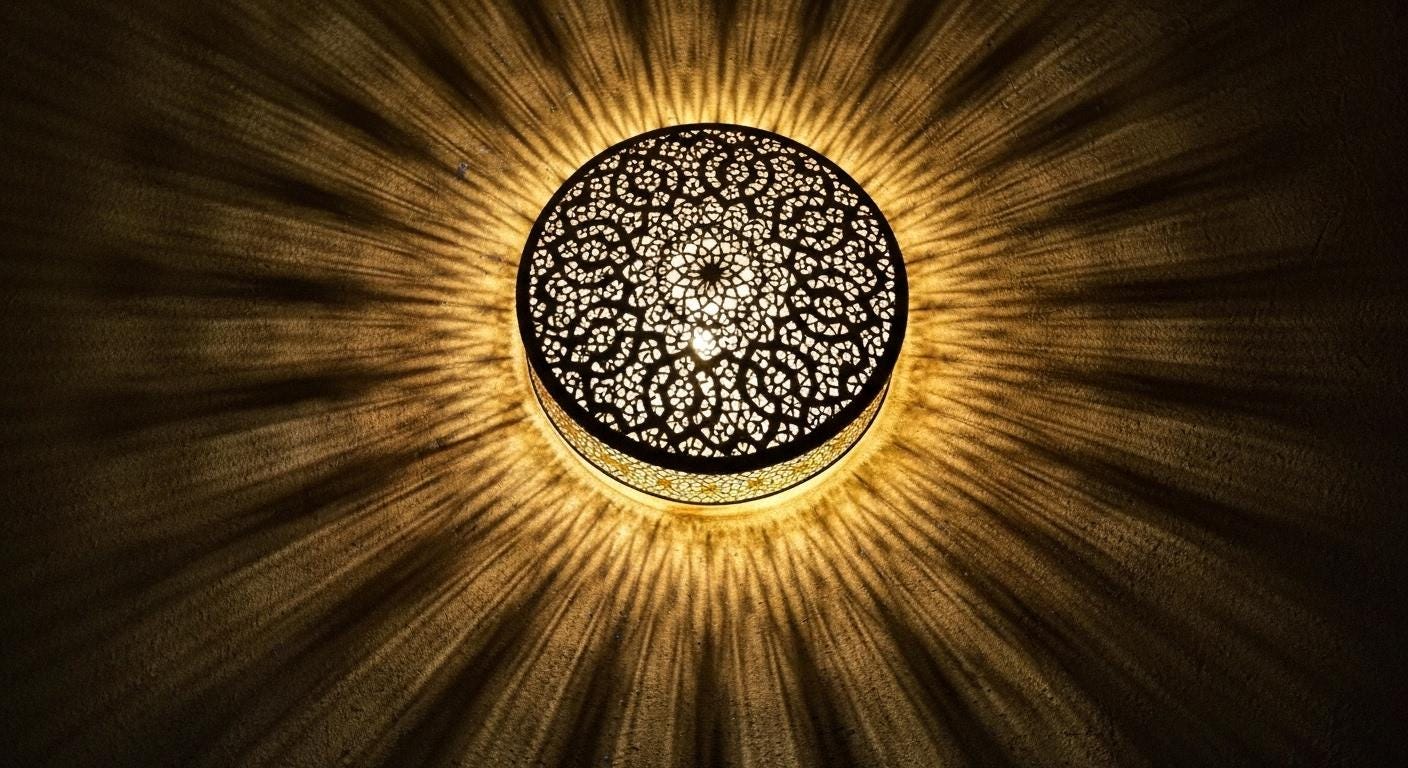 Handmade Moroccan Brass Wall Sconce: Boho Shadow Light