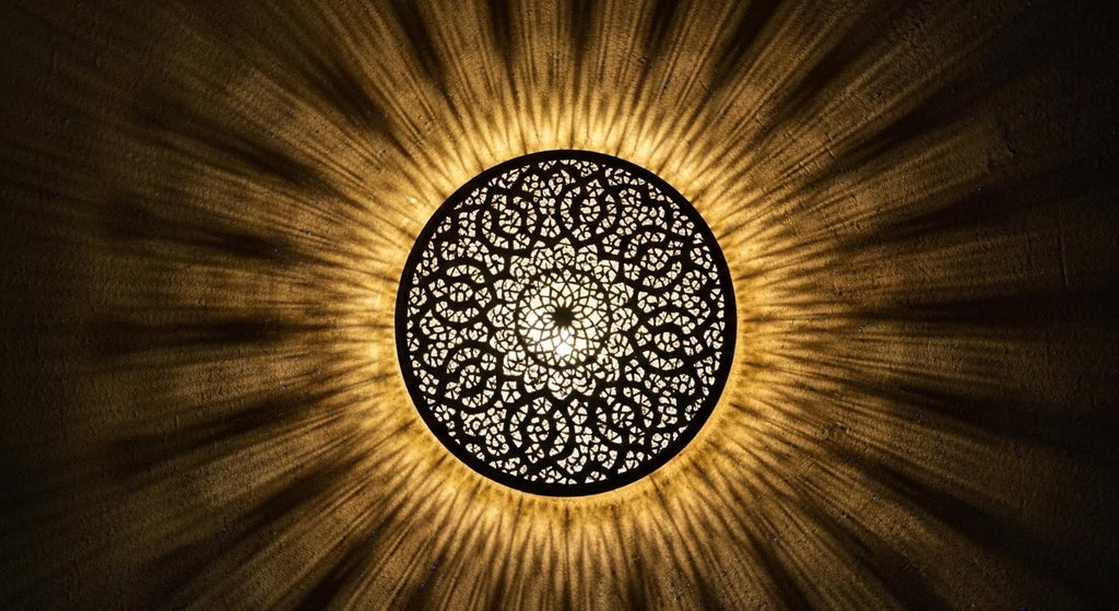 Handmade Moroccan Brass Wall Sconce: Boho Shadow Light