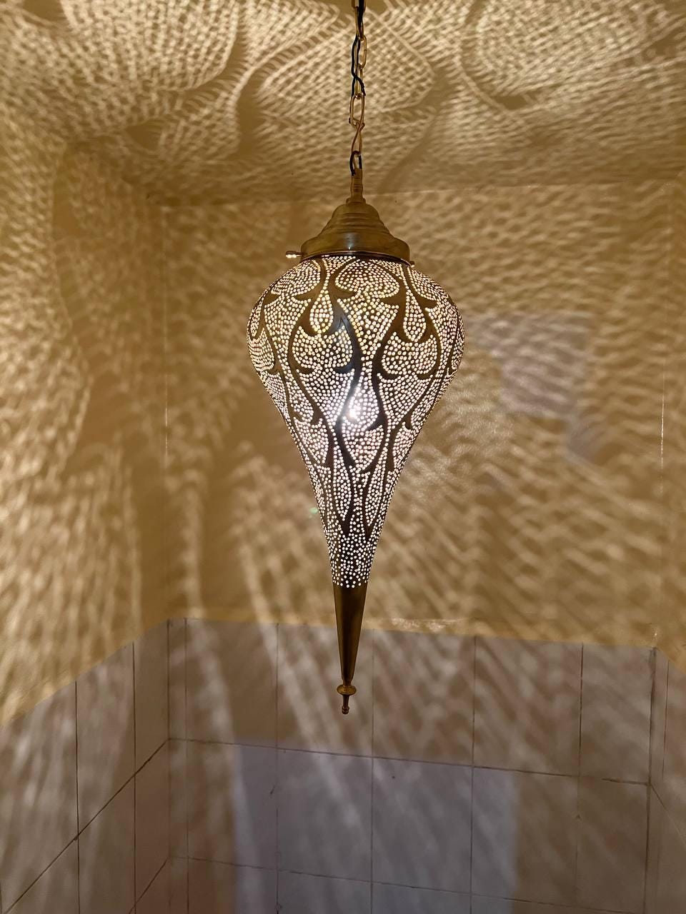 Moroccan Brass Pendant Light: Handmade Ceiling Lamp, New Home Decor