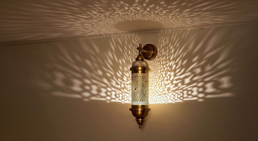 Handmade Moroccan Brass Wall Sconce | Boho Brass Wall Light Fixture | Rustic  Brass Lantern | Vintage Home Decor Lighting | Moroccan Wall