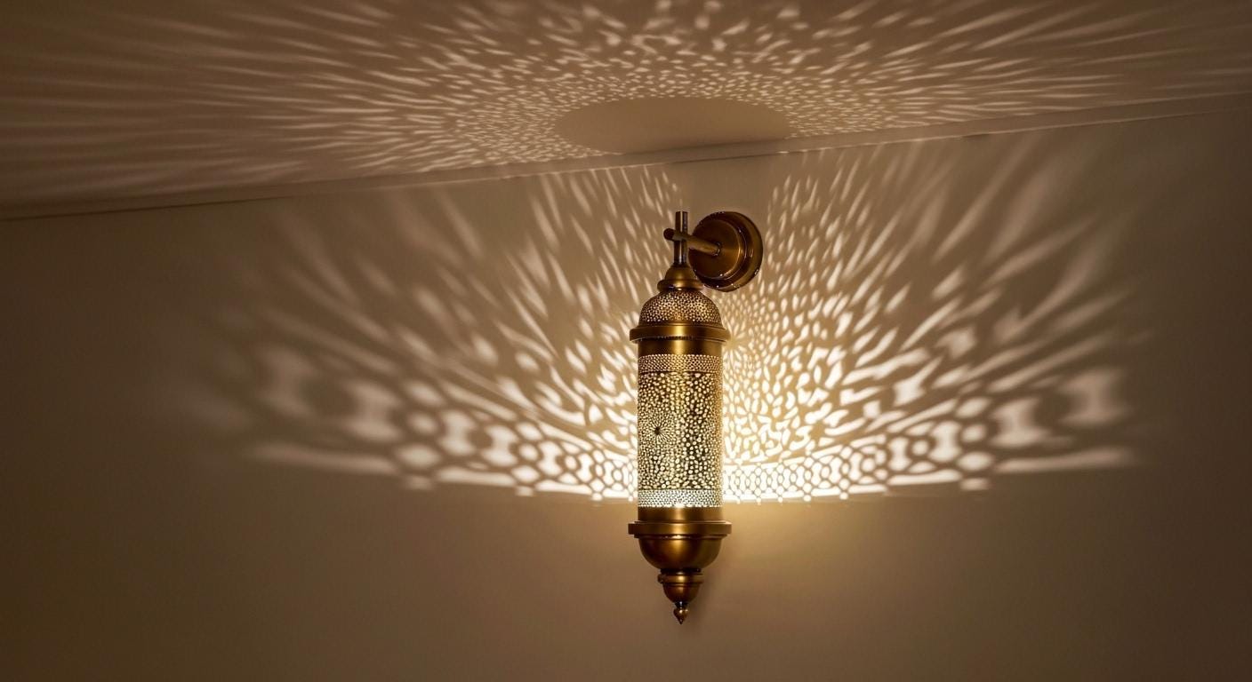 Handmade Moroccan Brass Wall Sconce | Boho Brass Wall Light Fixture | Rustic  Brass Lantern | Vintage Home Decor Lighting | Moroccan Wall