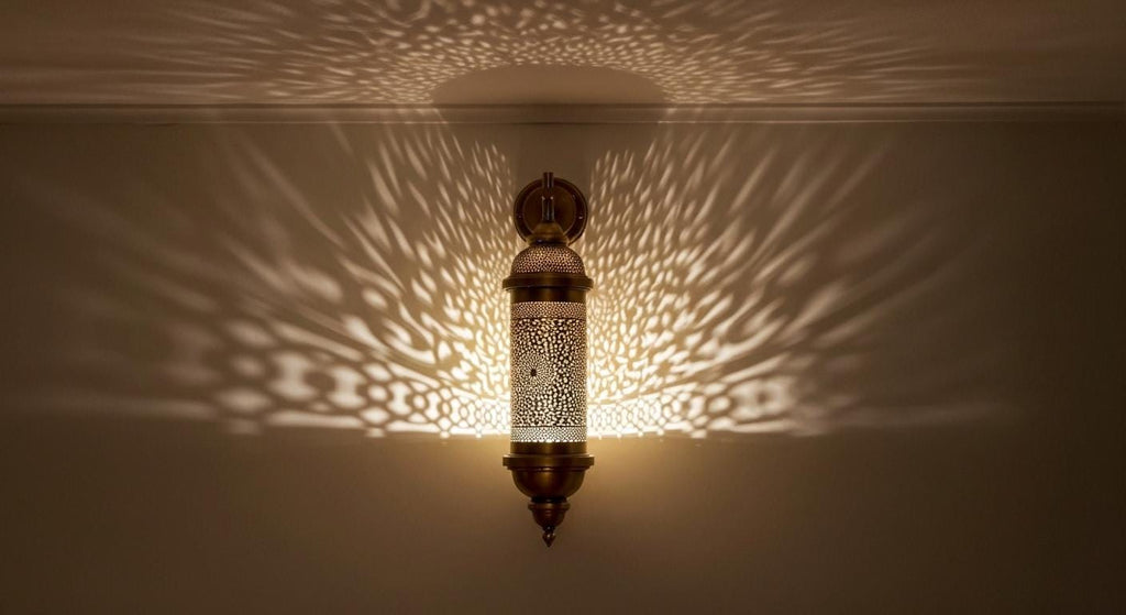 Handmade Moroccan Brass Wall Sconce | Boho Brass Wall Light Fixture | Rustic  Brass Lantern | Vintage Home Decor Lighting | Moroccan Wall