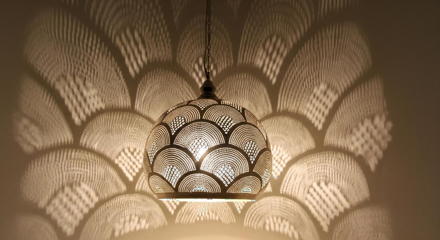 Handmade Moroccan Pendant Lamp | Brass Ceiling Light Fixture | Boho Shadow Chandelier | Moroccan Light Fixtures  |Moroccan Pendant Lighting