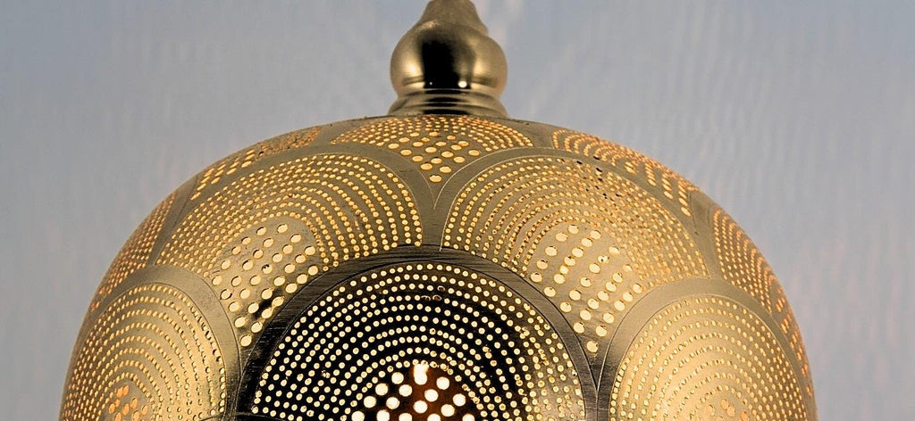 Handmade Brass Moroccan Pendant Lamp: Boho Shadow Chandelier