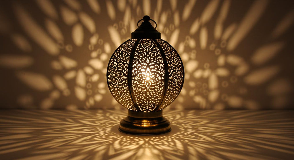 Handmade Moroccan Brass Table Lamp: Art Deco Mushroom Light