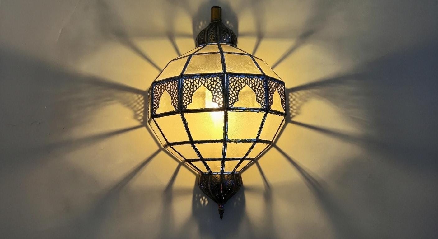 Handmade Moroccan Milk Glass Pendant Light, Brass Wall Sconce ,Vintage Glass Wall Lamp,Handmade Moroccan Brass Ceiling Light