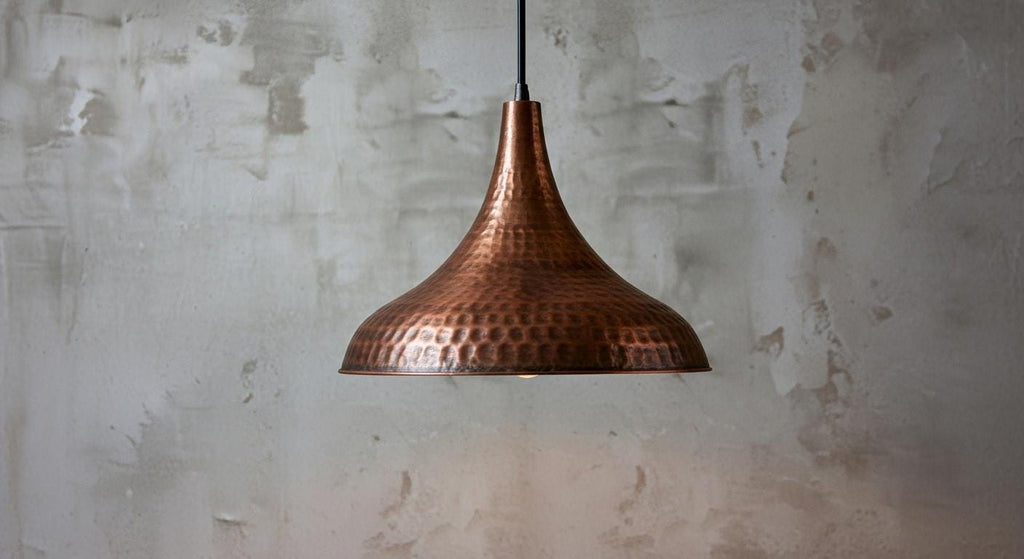 Handcrafted Copper Dome Pendant Light: Moroccan Boho Farmhouse Lamp