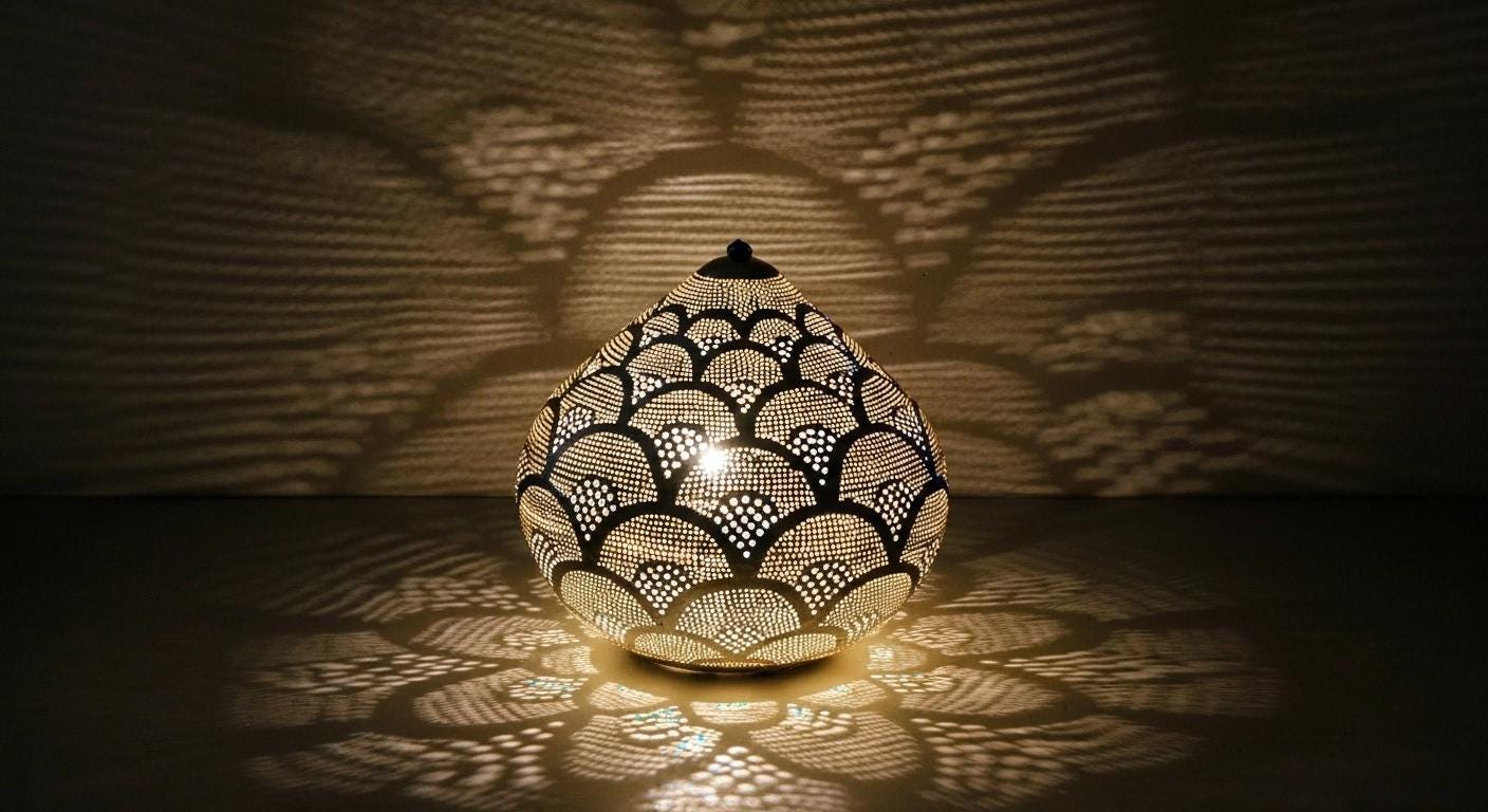 Handmade Moroccan Brass Table Lamp - Moroccan Table Lamp Silver - Brass Lamp - Floor lamp night light brass decoration lighting Lampshade