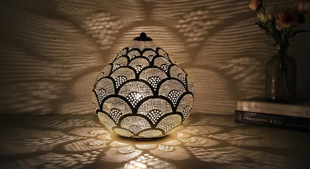 Handmade Moroccan Brass Table Lamp - Moroccan Table Lamp Silver - Brass Lamp - Floor lamp night light brass decoration lighting Lampshade