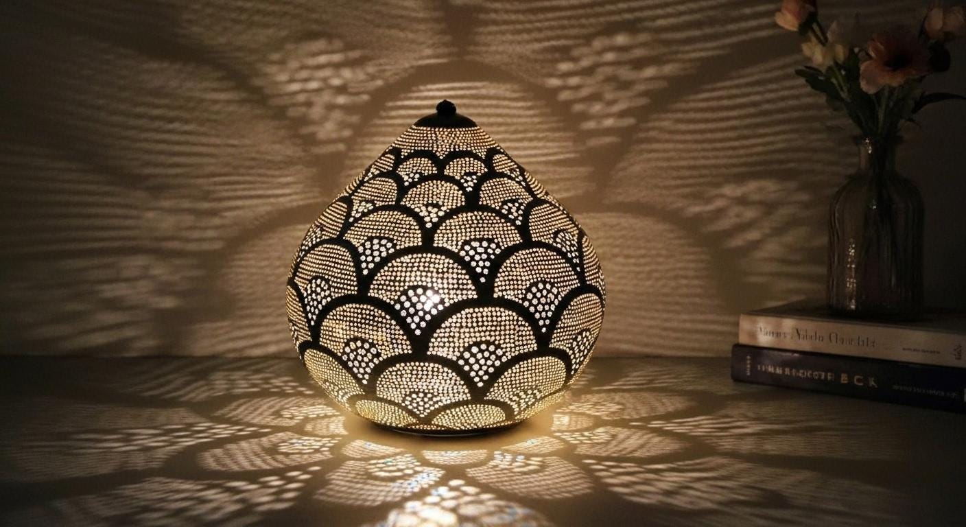 Handmade Moroccan Brass Table Lamp - Moroccan Table Lamp Silver - Brass Lamp - Floor lamp night light brass decoration lighting Lampshade
