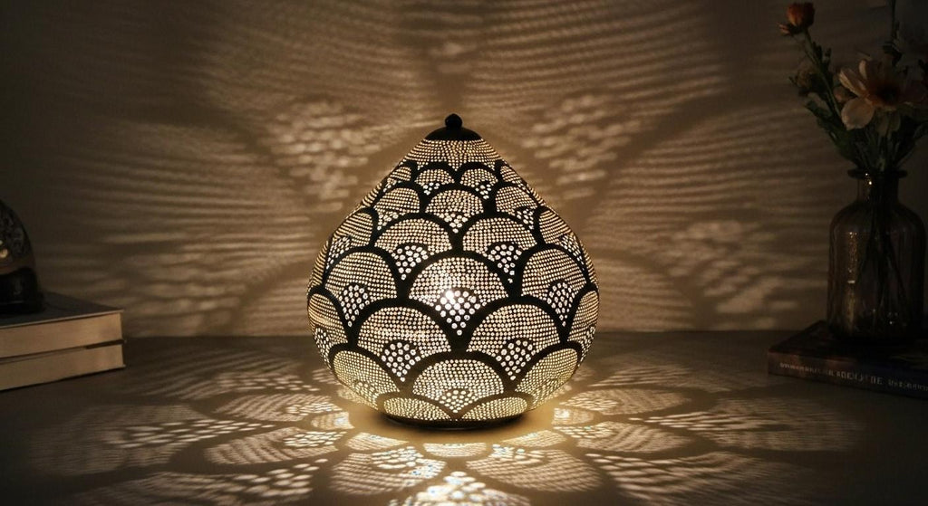 Handmade Moroccan Brass Table Lamp - Moroccan Table Lamp Silver - Brass Lamp - Floor lamp night light brass decoration lighting Lampshade