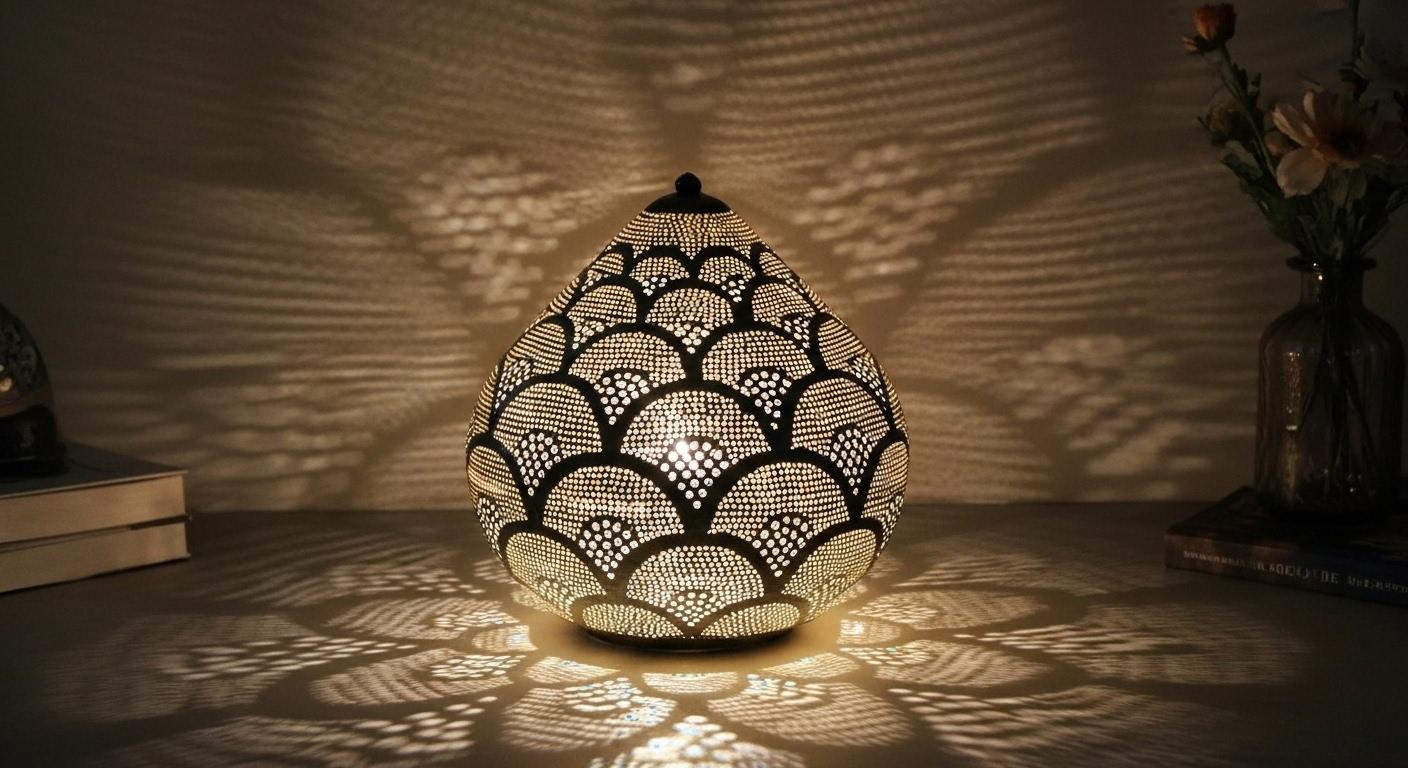 Handmade Moroccan Brass Table Lamp - Moroccan Table Lamp Silver - Brass Lamp - Floor lamp night light brass decoration lighting Lampshade