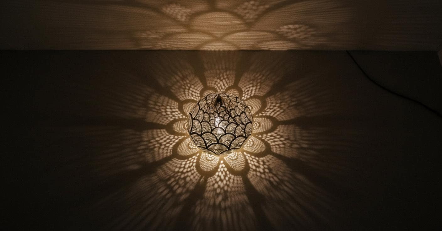 Handcrafted Moroccan Brass Table Lamp - Moroccan Table Lamp Silver - Brass Lamp - Rustic Brass Table lamp - Moroccan Night Light