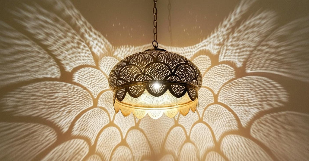 Handcrafted Moroccan Brass Pendant Light - Hanging Lamp