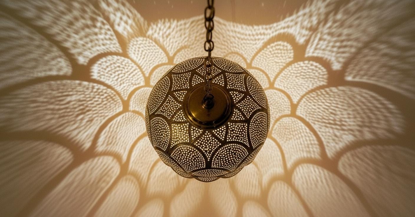 Handcrafted Moroccan Brass Pendant Light - Hanging Lamp