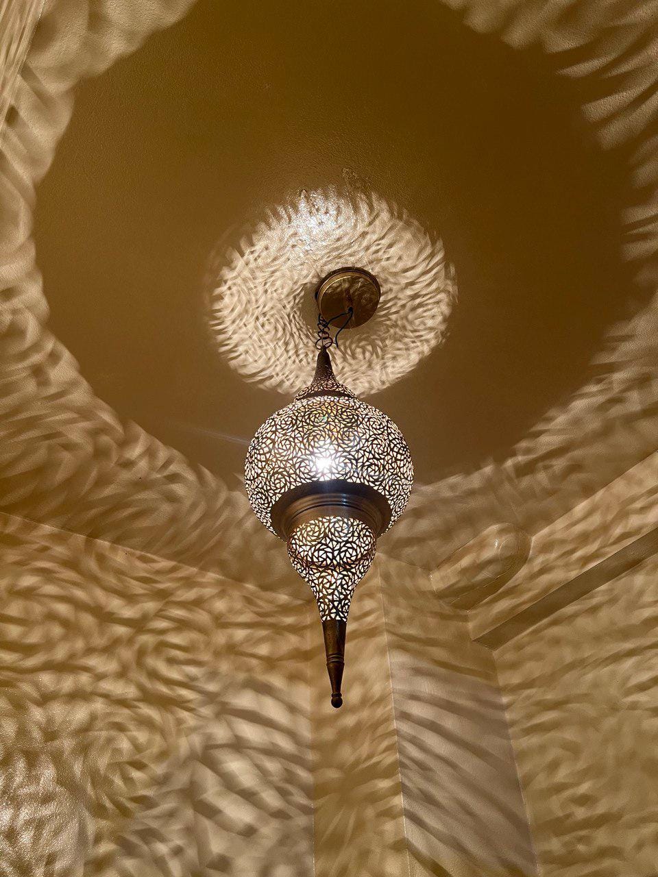 Moroccan Brass Pendant Light: Handmade Ceiling Lamp, New Home Decor