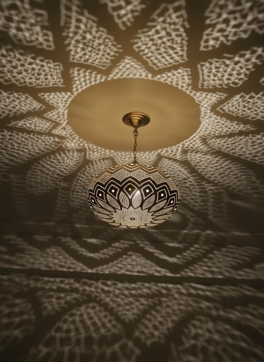 Moroccan Brass Pendant Light , Handmade Hanging Lamp , handmade chandelier,Moroccan Light Fixture , Pendant Lighting ,Moroccan Light