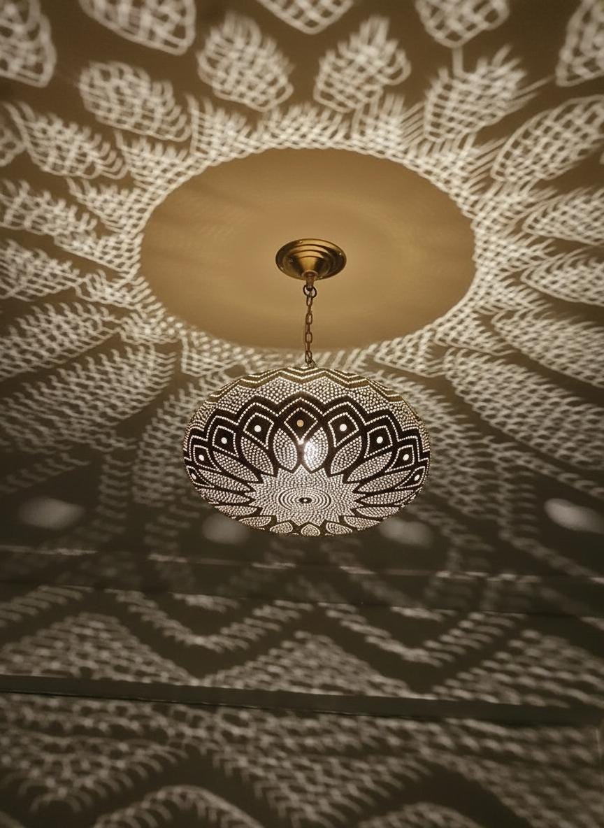 Moroccan Brass Pendant Light , Handmade Hanging Lamp , handmade chandelier,Moroccan Light Fixture , Pendant Lighting ,Moroccan Light