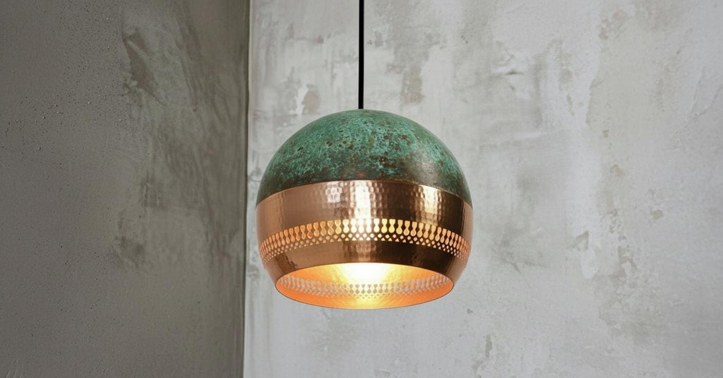 Green Patina Copper Dome Pendant Light ,Copper Hanging Light ,Dome Lampshades,Farmhouse light,Kitchen Island Light,Rustic Farmhouse Lighting