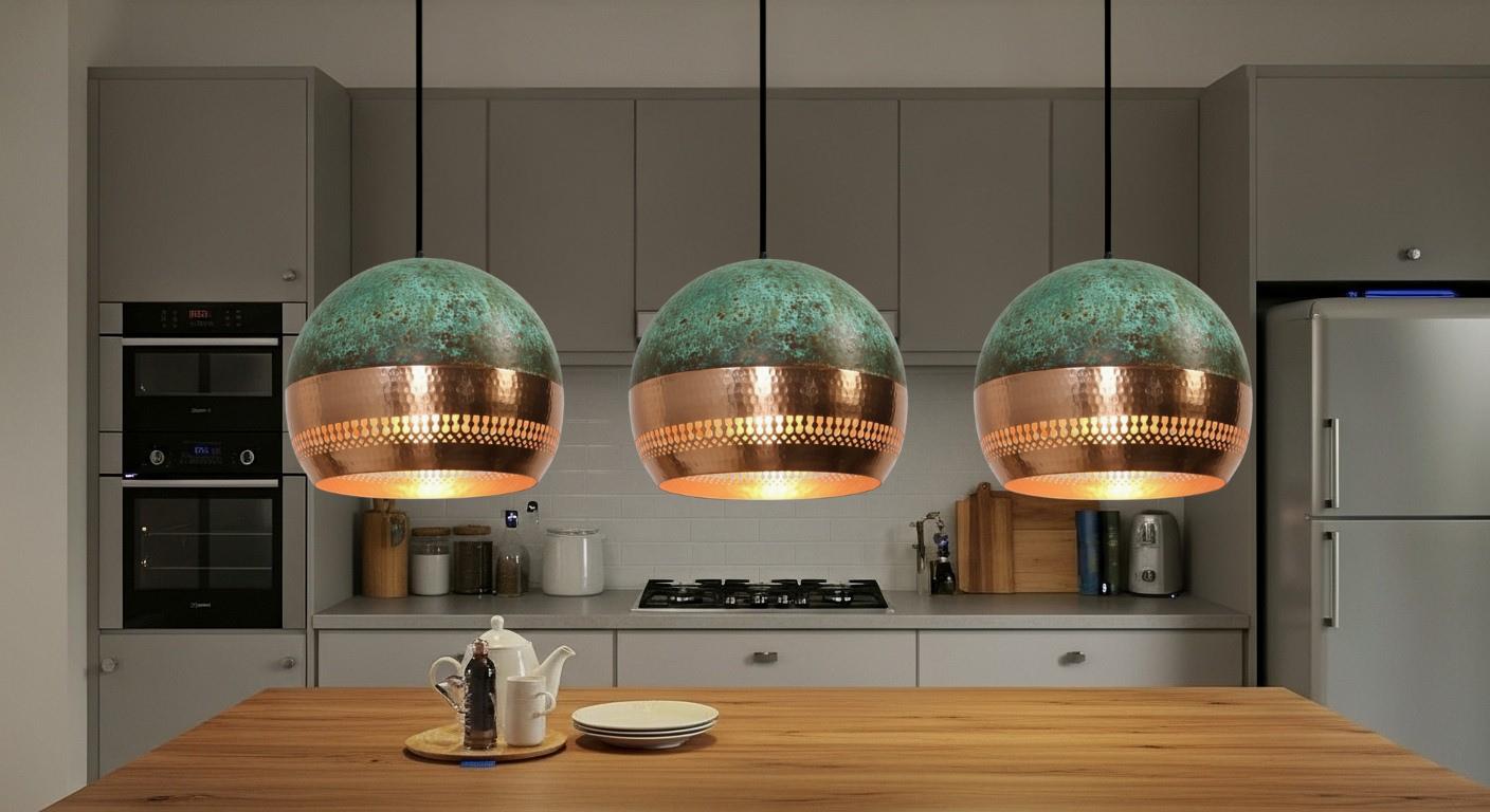 Green Patina Copper Dome Pendant Light ,Copper Hanging Light ,Dome Lampshades,Farmhouse light,Kitchen Island Light,Rustic Farmhouse Lighting