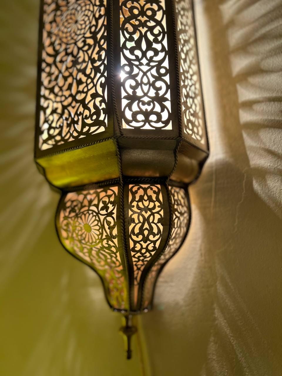 Handmade Moroccan Wall Sconce Brass | Boho Wall Lamp Lighting Fixture | Rustic Oriental Home Decor | Vintage Brass Light Fixture