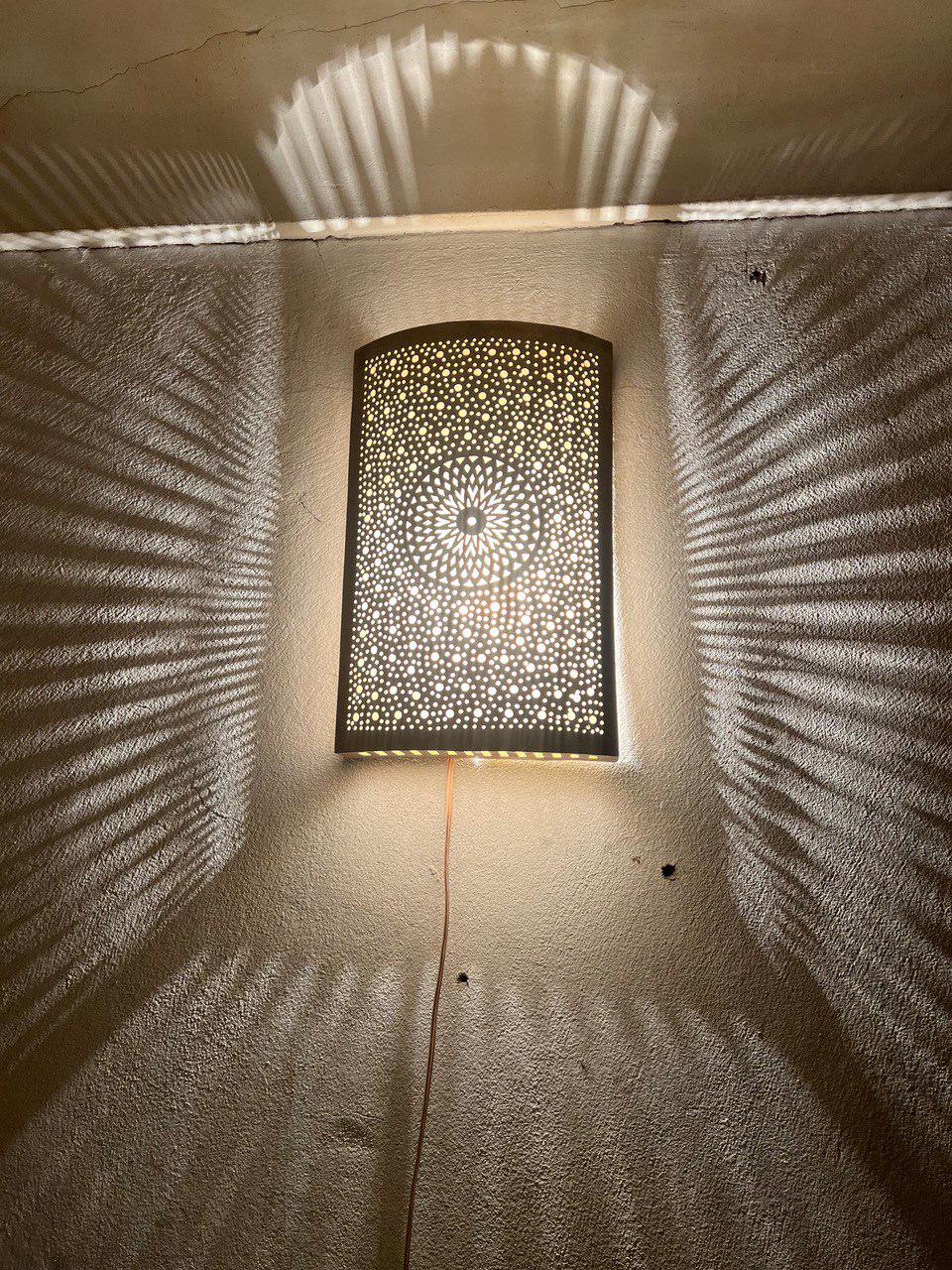 Handmade Moroccan Wall Sconce Brass | Boho Wall Lamp Lighting Fixture | Rustic Oriental Home Decor | Vintage Brass Light Fixture