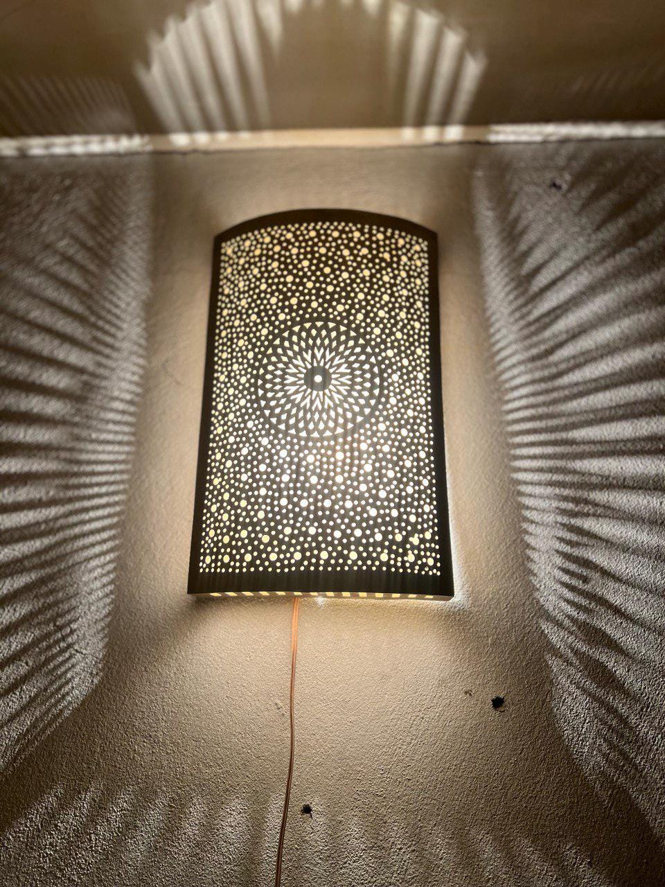 Handmade Moroccan Wall Sconce Brass | Boho Wall Lamp Lighting Fixture | Rustic Oriental Home Decor | Vintage Brass Light Fixture