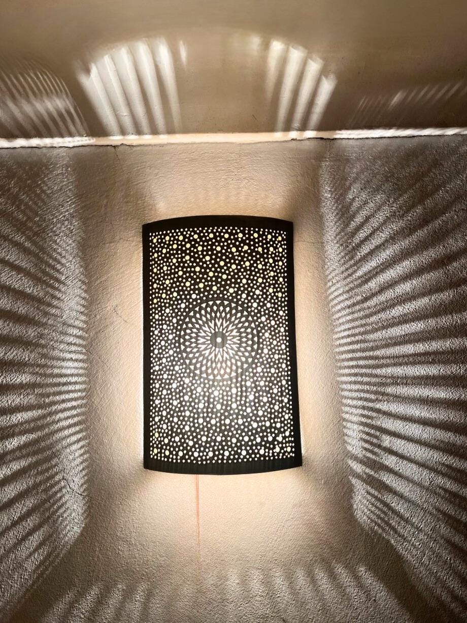 Handmade Moroccan Wall Sconce Brass | Boho Wall Lamp Lighting Fixture | Rustic Oriental Home Decor | Vintage Brass Light Fixture