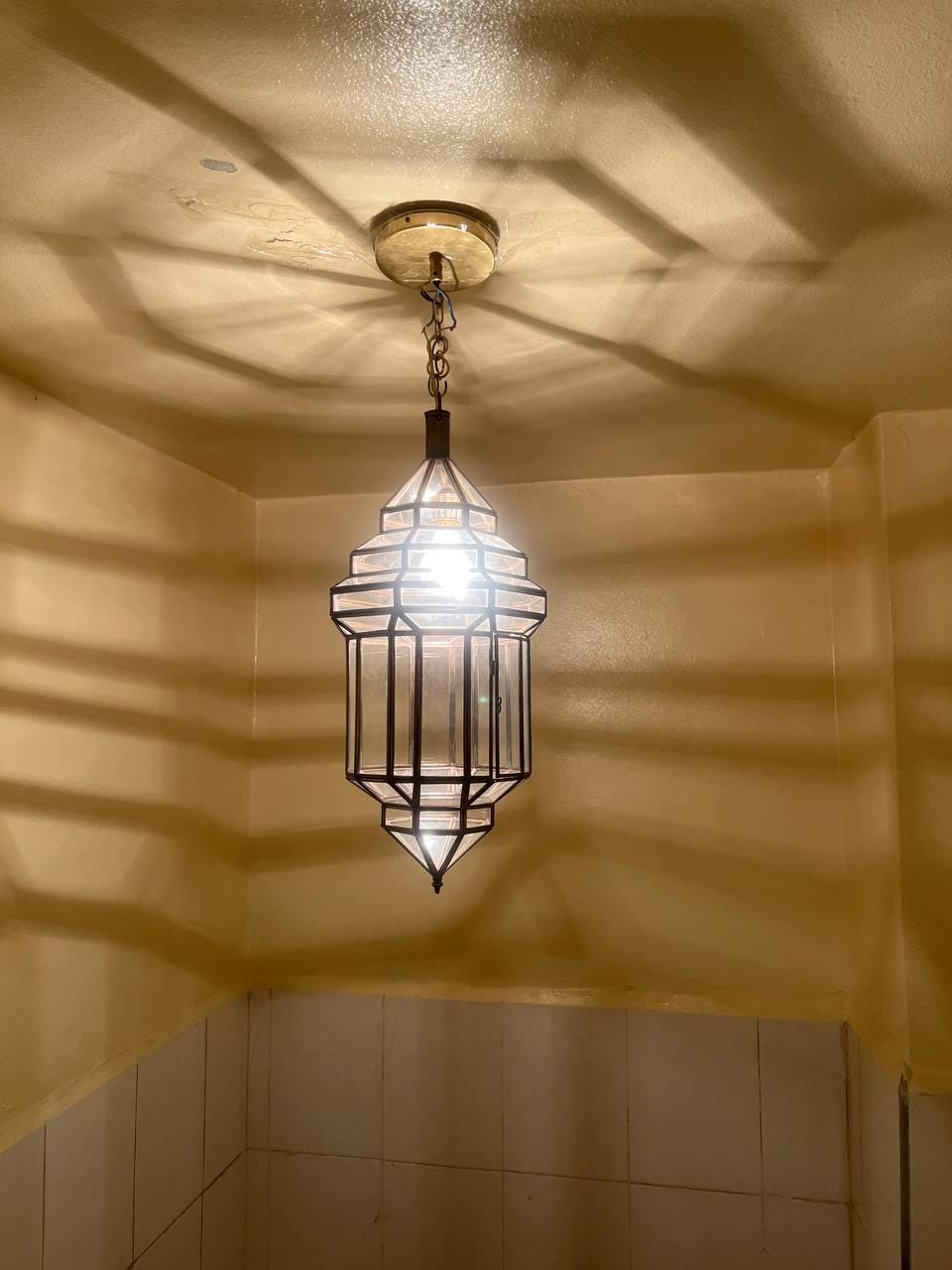 Moroccan Milky Glass Pendant Light | White Glass Chandelier | Elegant Filigree Suspension Lamp | Boho Ceiling Lighting"