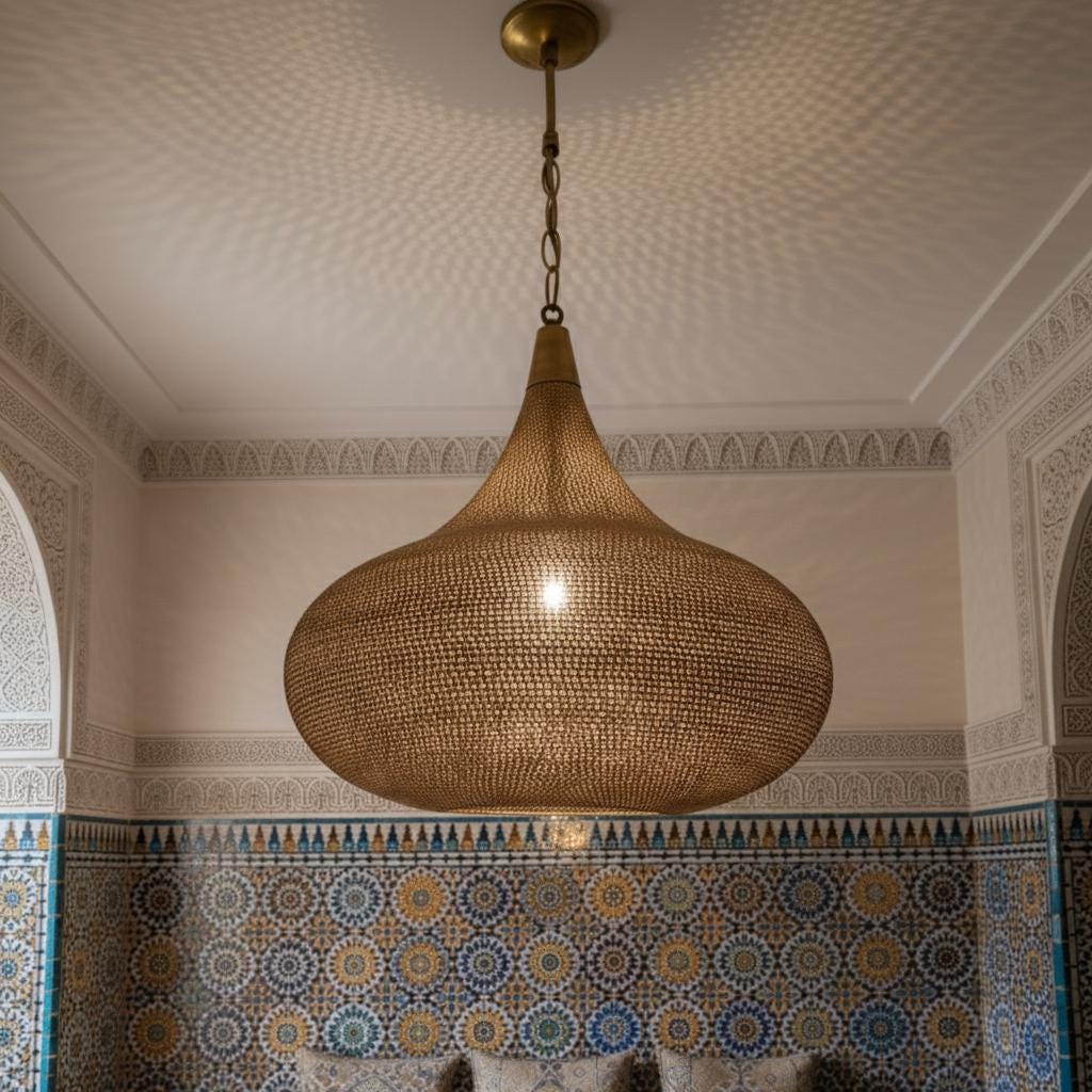 Moroccan Brass Pendant Light, Handmade Ceiling Lamp