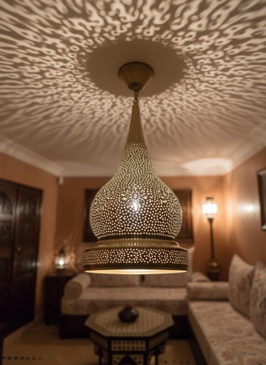 Moroccan Brass Pendant Light , Handmade Ceiling Lamp, Brass Pendant Light , Light Fixture , Pendant Lighting, Simple Moroccan Pendant Lamp