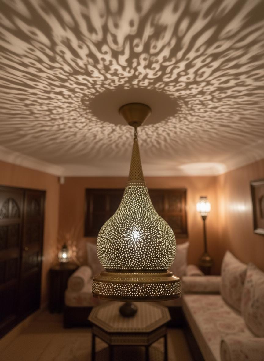 Moroccan Brass Pendant Light , Handmade Ceiling Lamp, Brass Pendant Light , Light Fixture , Pendant Lighting, Simple Moroccan Pendant Lamp