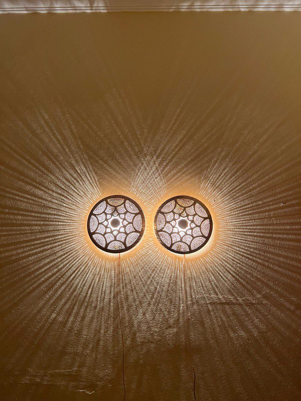 Handmade Moroccan Brass Wall Sconce | Boho Shadow Light Fixture | Rustic Oriental Wall Lamp | Pierced Brass Lighting Decor