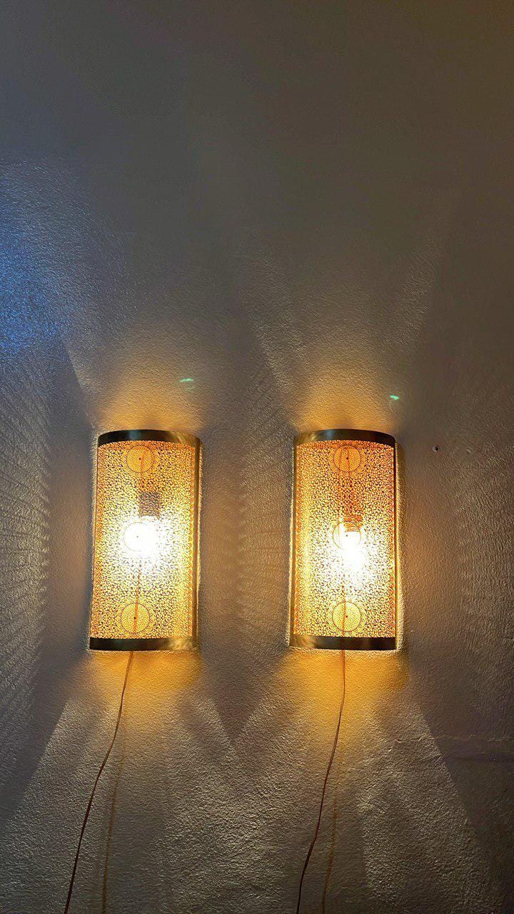 Set of  2 Handmade Moroccan Brass Wall Sconce , Boho Home Lighting , Moroccan wall sconces , Brass Wall decor lamp,Wall Lighting Decor