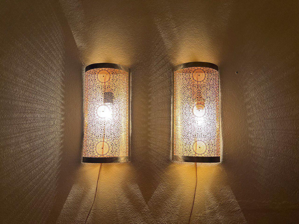 Set of  2 Handmade Moroccan Brass Wall Sconce , Boho Home Lighting , Moroccan wall sconces , Brass Wall decor lamp,Wall Lighting Decor