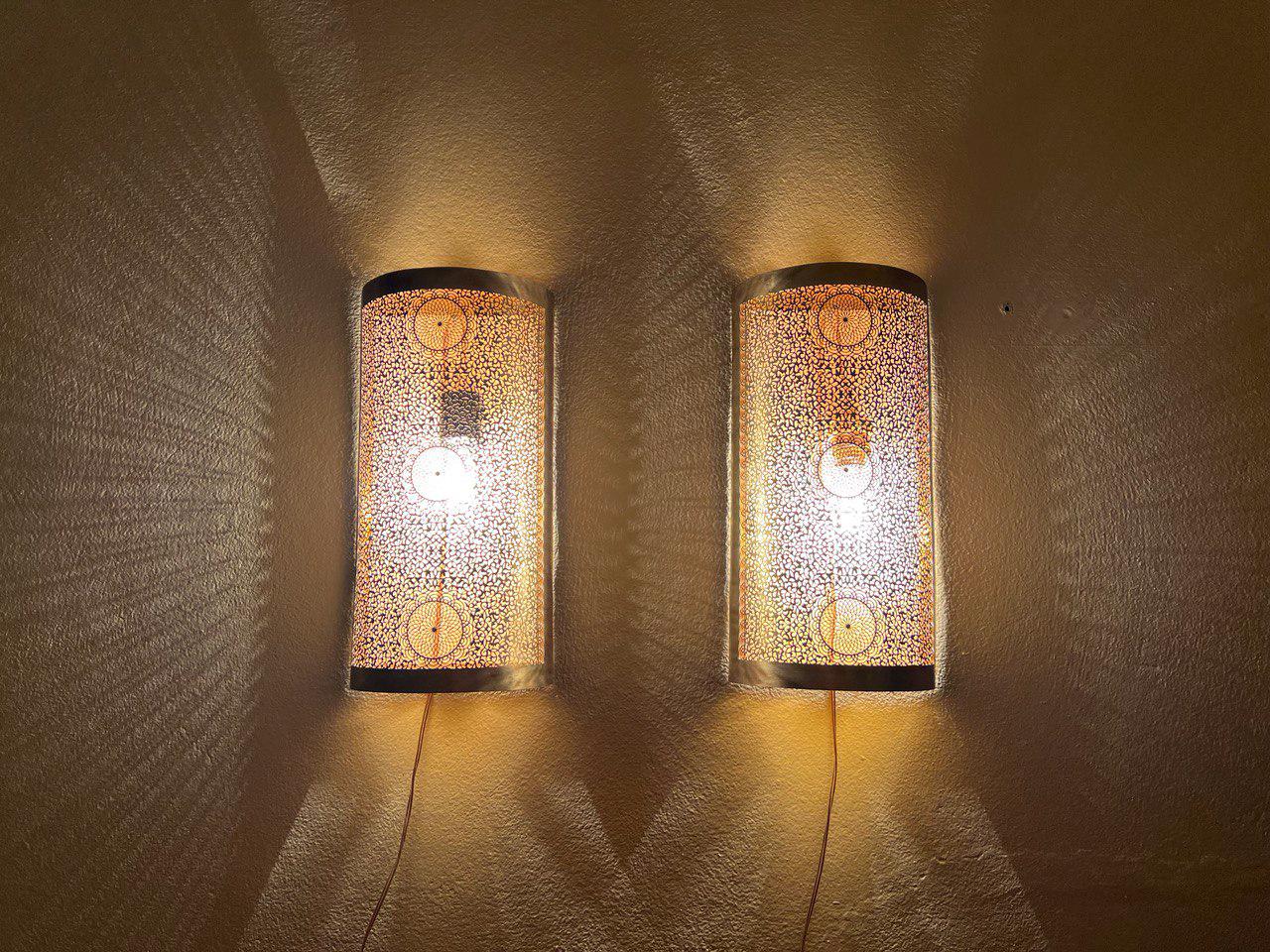Set of  2 Handmade Moroccan Brass Wall Sconce , Boho Home Lighting , Moroccan wall sconces , Brass Wall decor lamp,Wall Lighting Decor