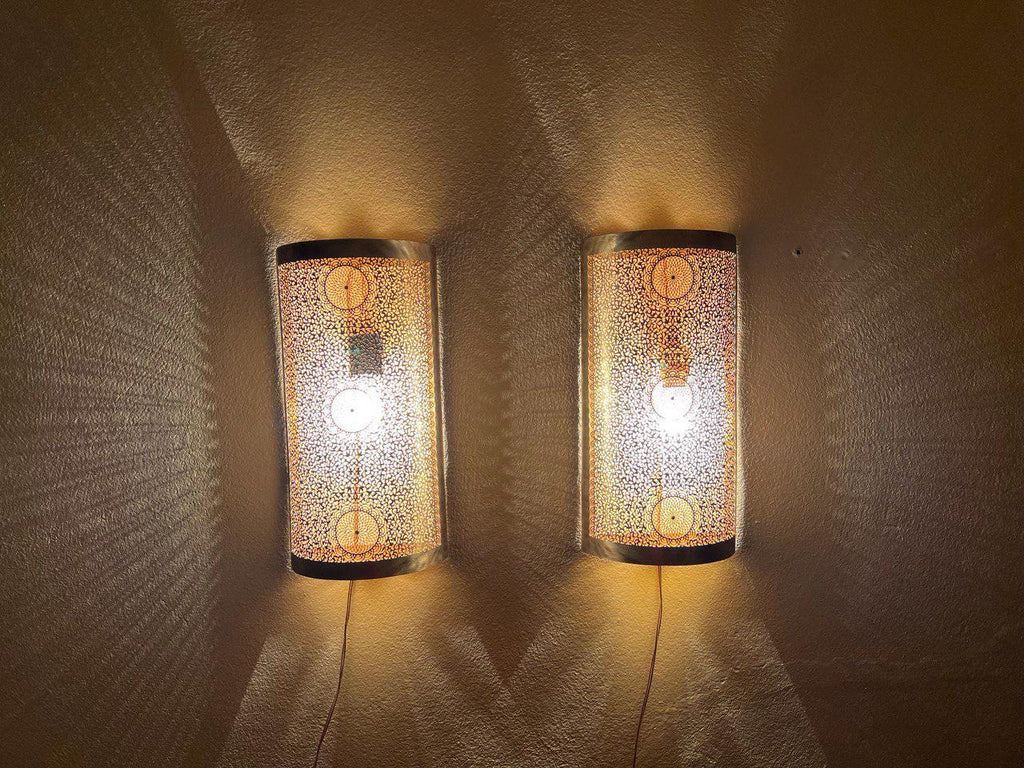 Set of  2 Handmade Moroccan Brass Wall Sconce , Boho Home Lighting , Moroccan wall sconces , Brass Wall decor lamp,Wall Lighting Decor