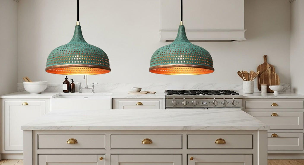 Vintage Copper Rustic Chandelier,Ceiling Copper Dome Pendant Lamp,Copper Hanging Light ,Dome Lampshades,Farmhouse light,Kitchen Island Light