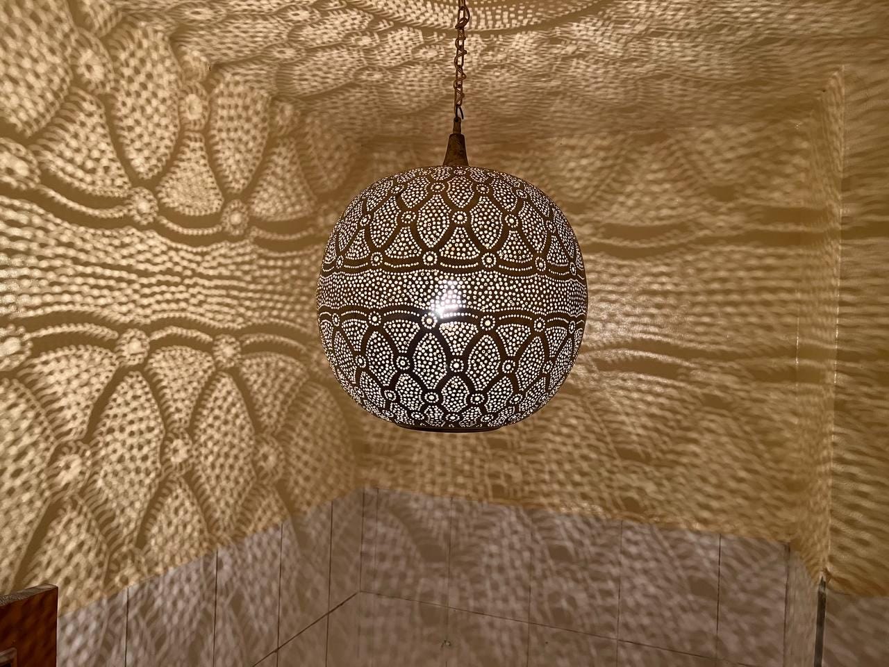 Handmade Moroccan Brass Pendant Light - Ceiling Light - Brass Pendant Light - Moroccan Decor - Lampshades Chandelier Lighting