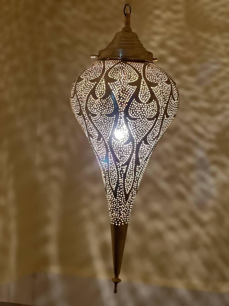 Moroccan Brass Pendant Light: Handmade Ceiling Lamp, New Home Decor