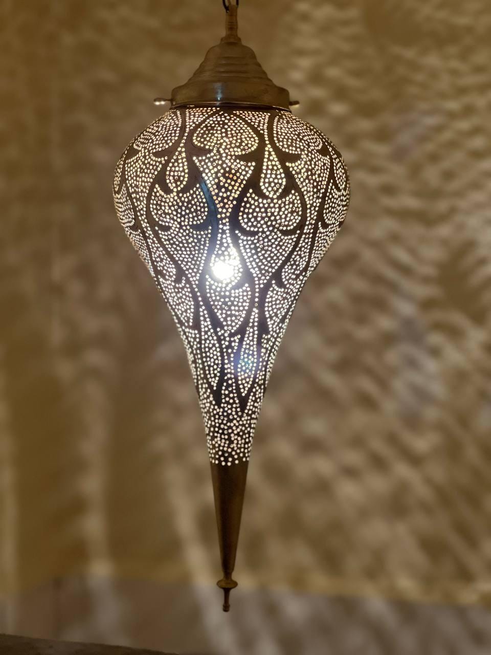 Moroccan Brass Pendant Light: Handmade Ceiling Lamp, New Home Decor