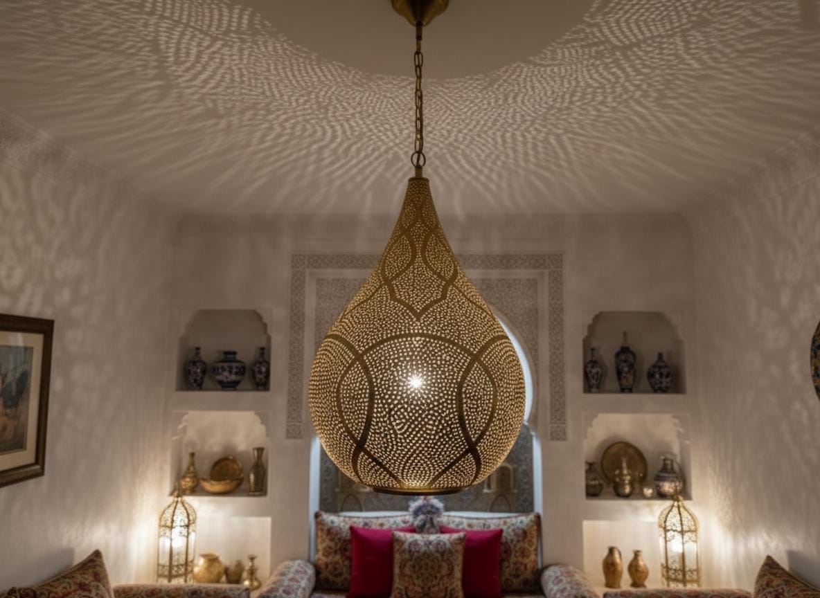 hanging lamp moroccan ceiling lamp ,Brass Moroccan Pendant Light - Handmade Ceiling Lamp , handmade chandelier ,  New Home Decor Lighting