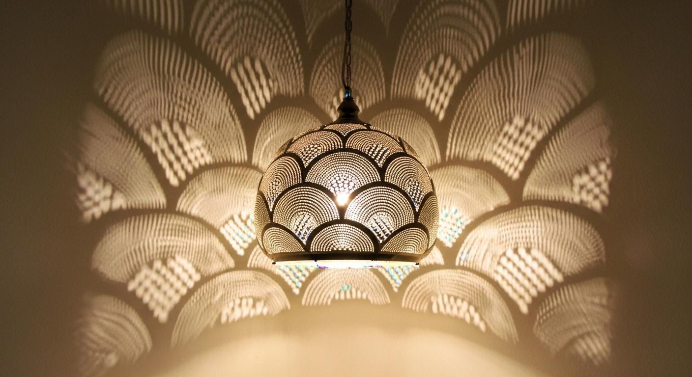 Handmade Moroccan Pendant Lamp | Brass Ceiling Light Fixture | Boho Shadow Chandelier | Moroccan Light Fixtures  |Moroccan Pendant Lighting