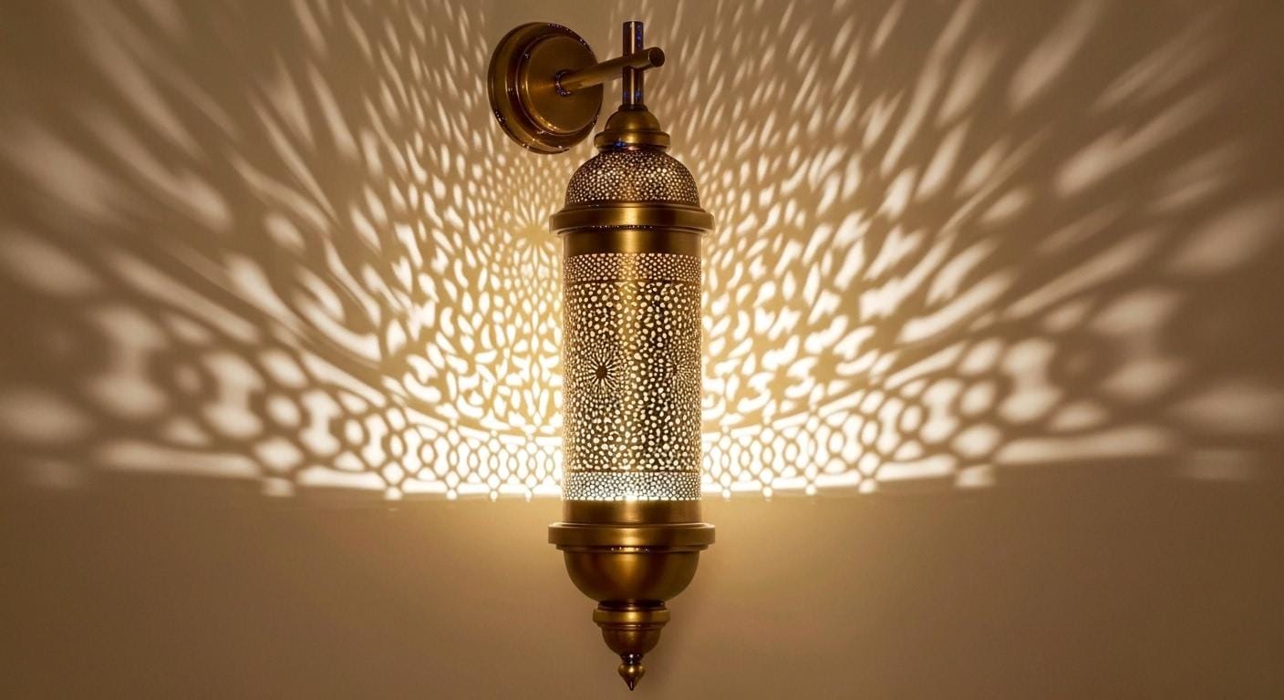 Handmade Moroccan Brass Wall Sconce | Boho Brass Wall Light Fixture | Rustic  Brass Lantern | Vintage Home Decor Lighting | Moroccan Wall