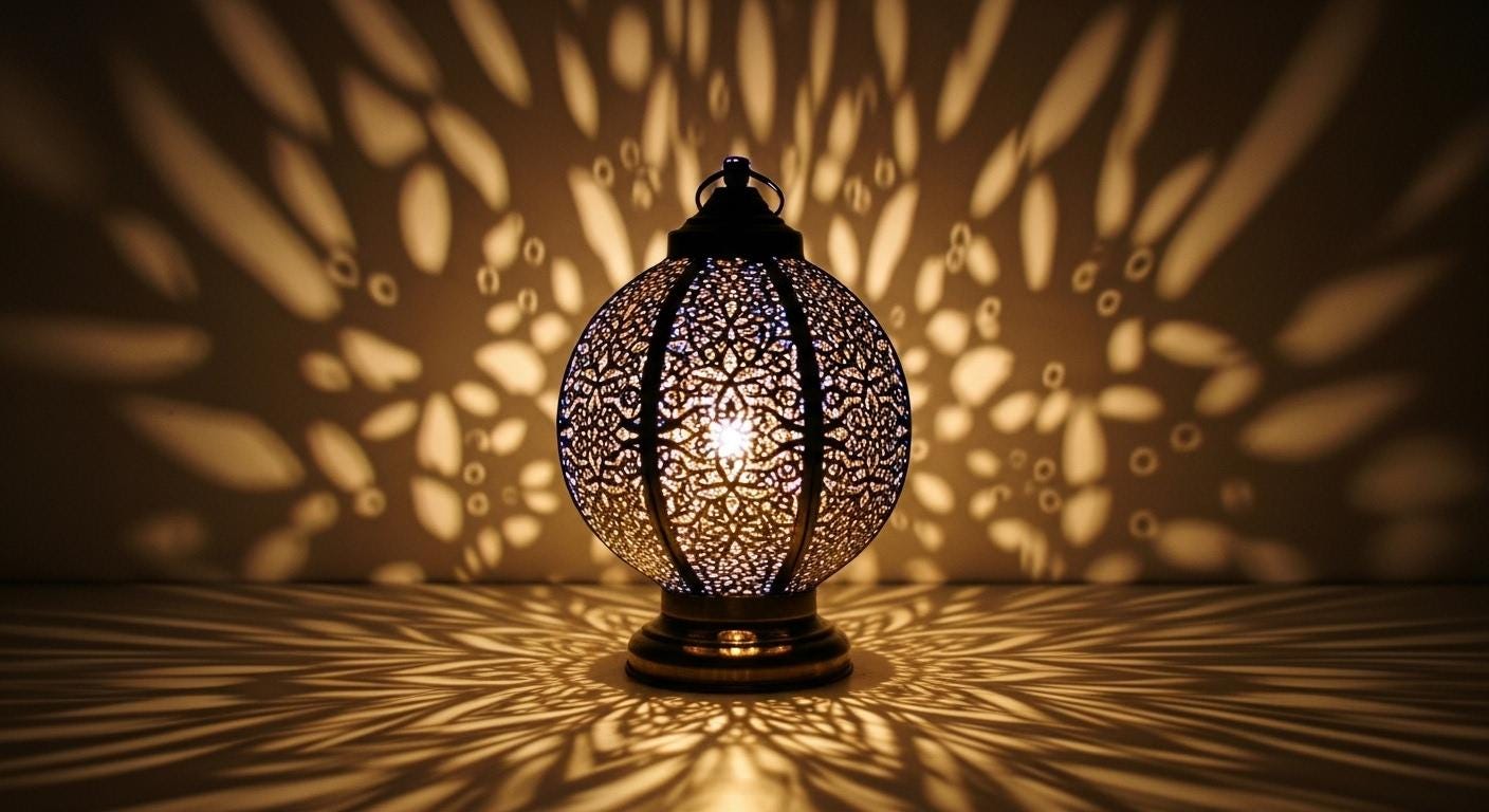Handmade Moroccan Brass Table Lamp: Art Deco Mushroom Light