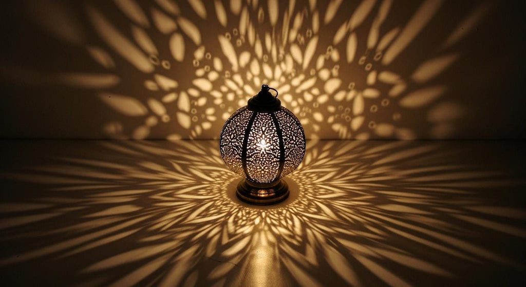 Handmade Moroccan Brass Table Lamp: Art Deco Mushroom Light