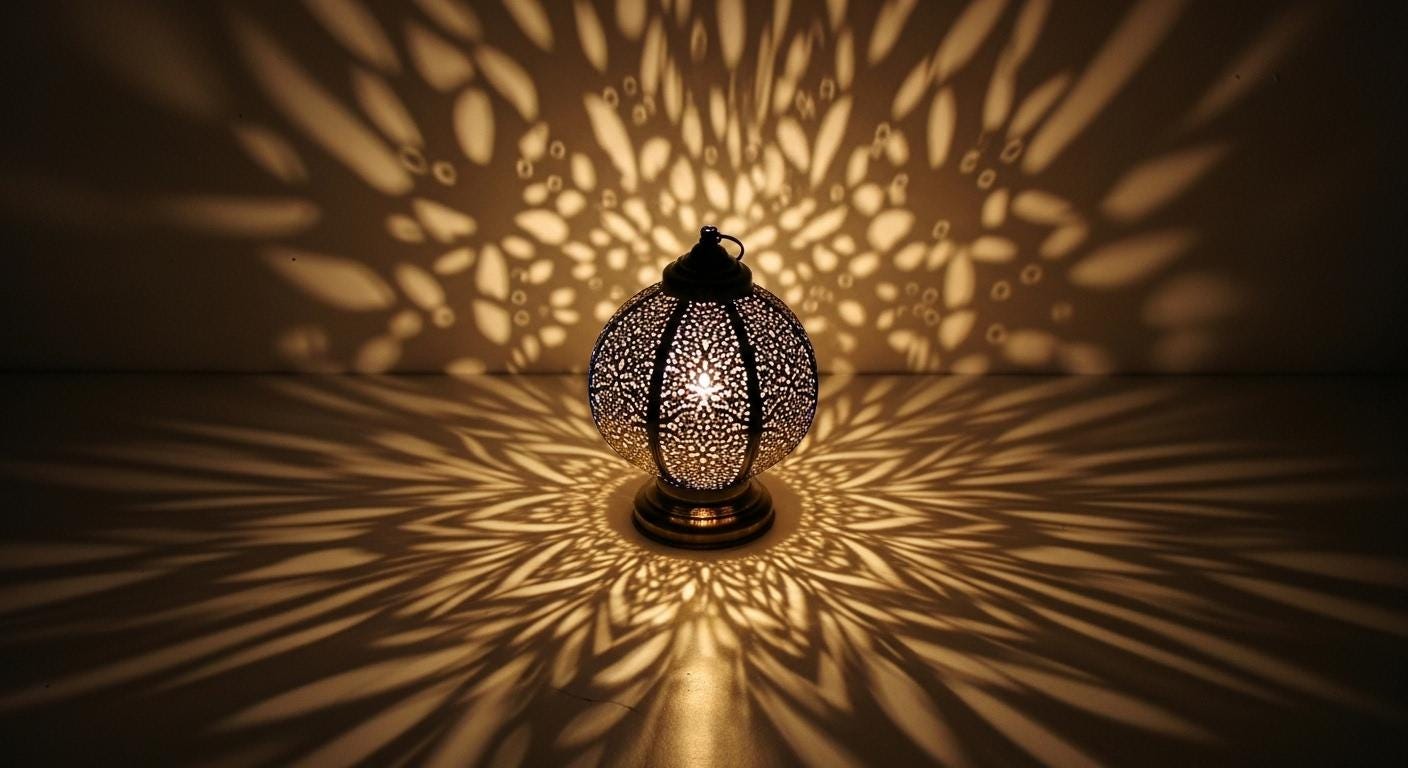 Handmade Moroccan Brass Table Lamp: Art Deco Mushroom Light