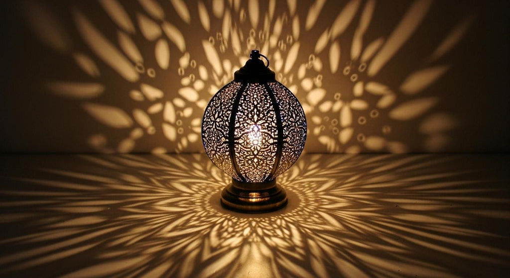 Handmade Moroccan Brass Table Lamp: Art Deco Mushroom Light
