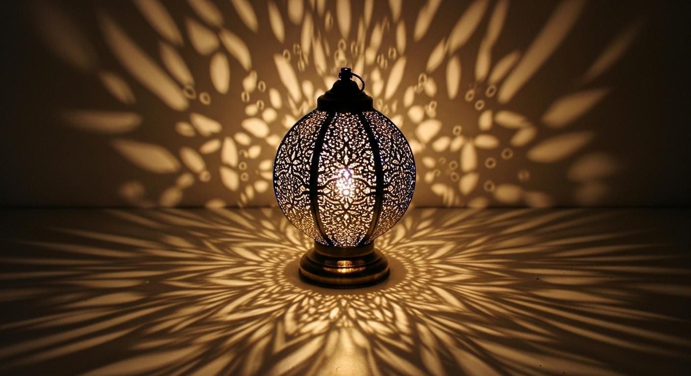 Handmade Moroccan Brass Table Lamp: Art Deco Mushroom Light