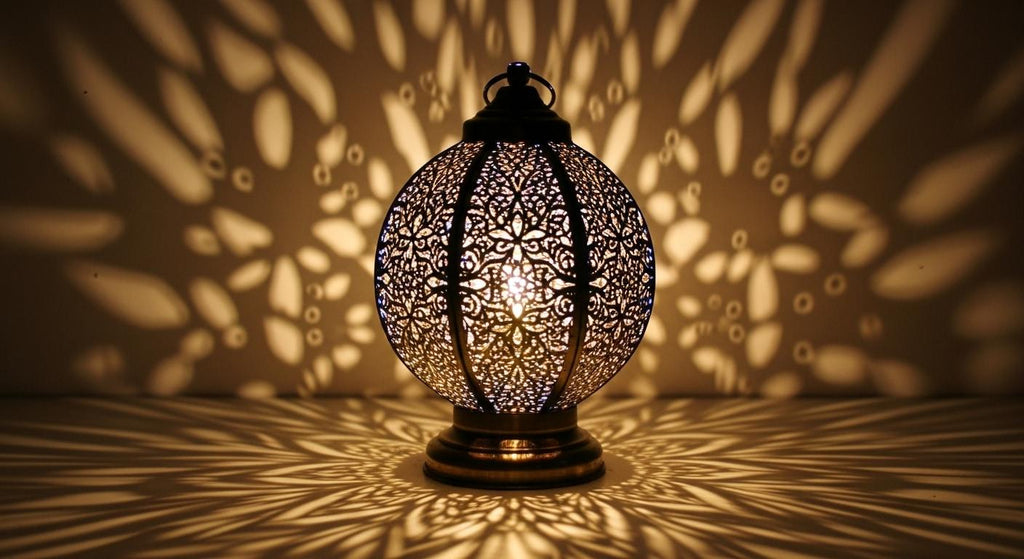 Handmade Moroccan Brass Table Lamp: Art Deco Mushroom Light
